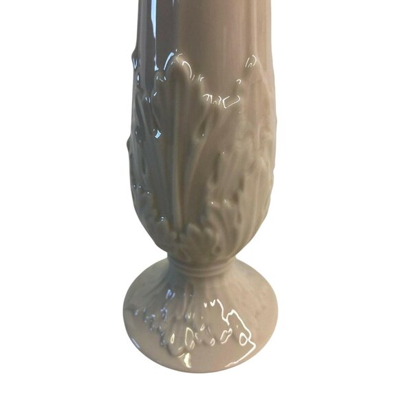 Lenox Bud Vase Cream Woodland Collection China No Trim Sculptured Leaves 11 in - Picture 7 of 9